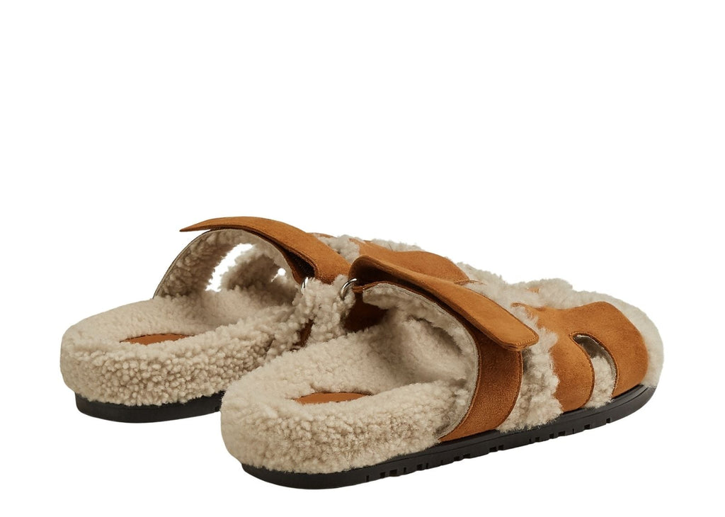 Hermes Chypre Sandal Natural Suede Goatskin