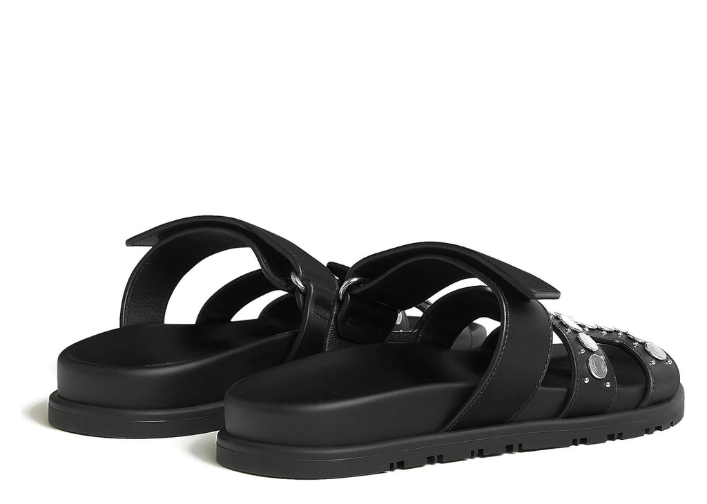 Hermes Chypre Sandal Noir Clou De Selle Calfskin Leather