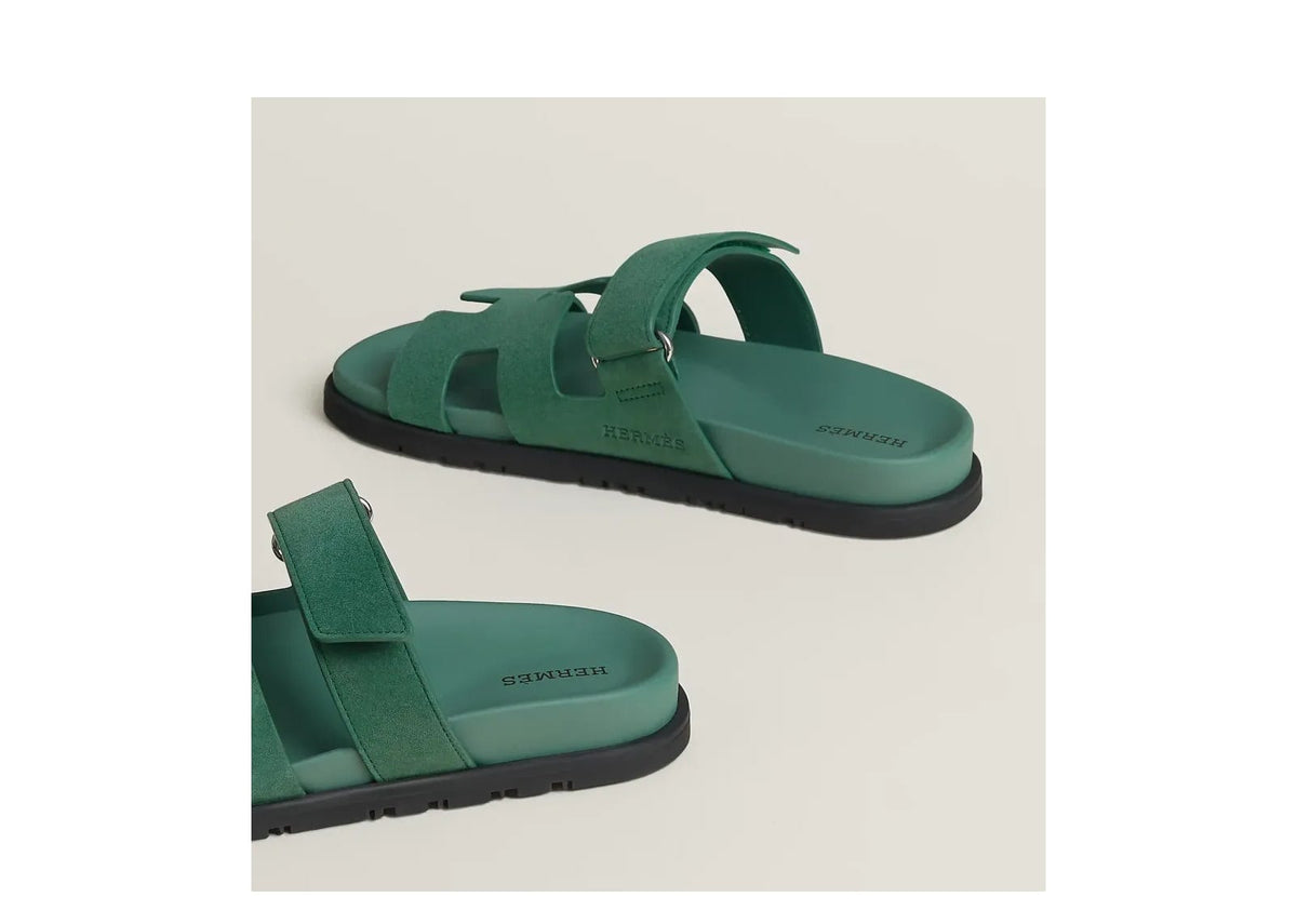 Hermes Chypre Sandal Vert Zellige Suede Goatskin
