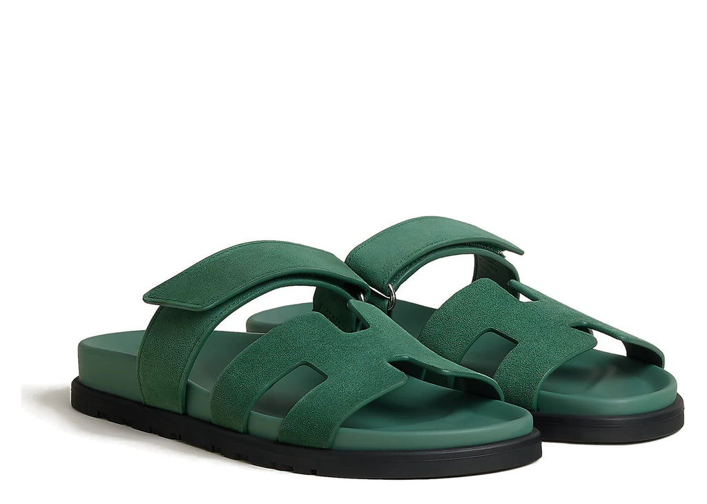 Hermes Chypre Sandal Vert Zellige Suede Goatskin