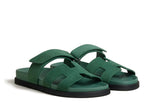 Hermes Chypre Sandal Vert Zellige Suede Goatskin