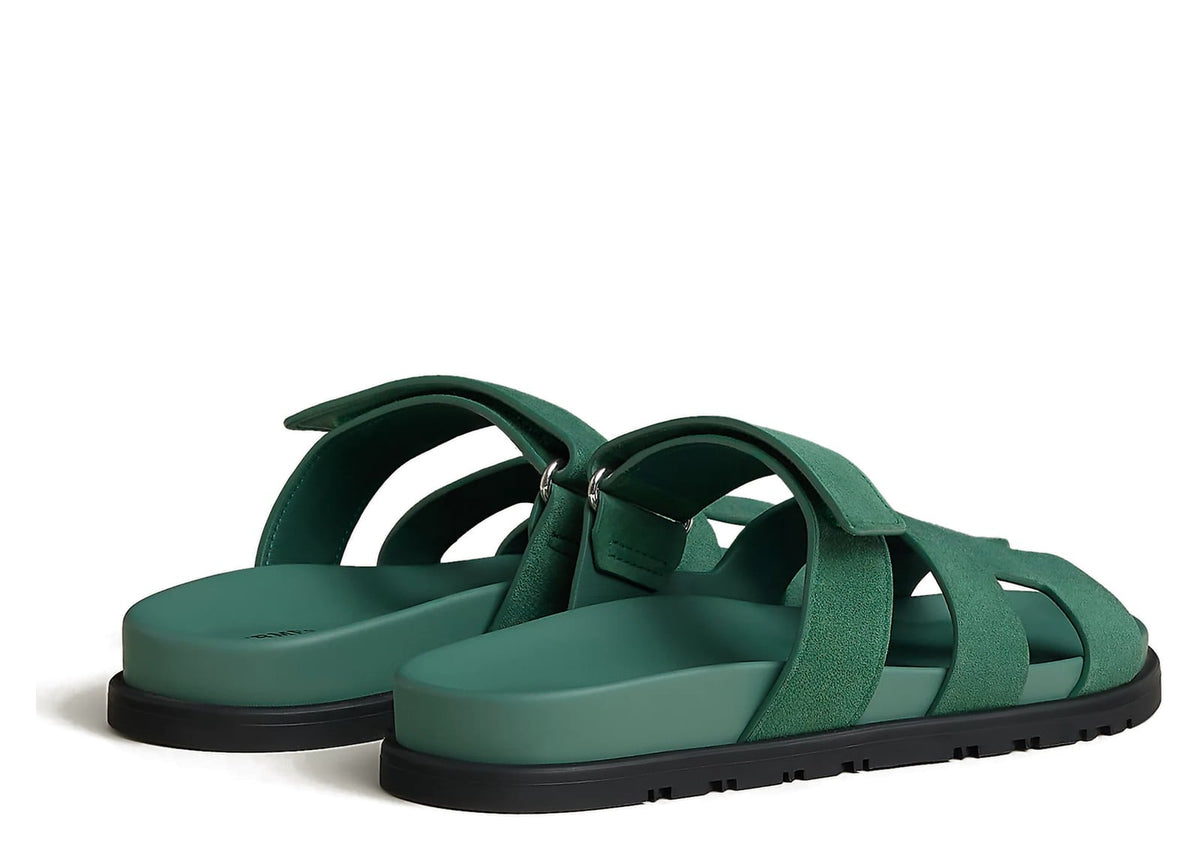 Hermes Chypre Sandal Vert Zellige Suede Goatskin