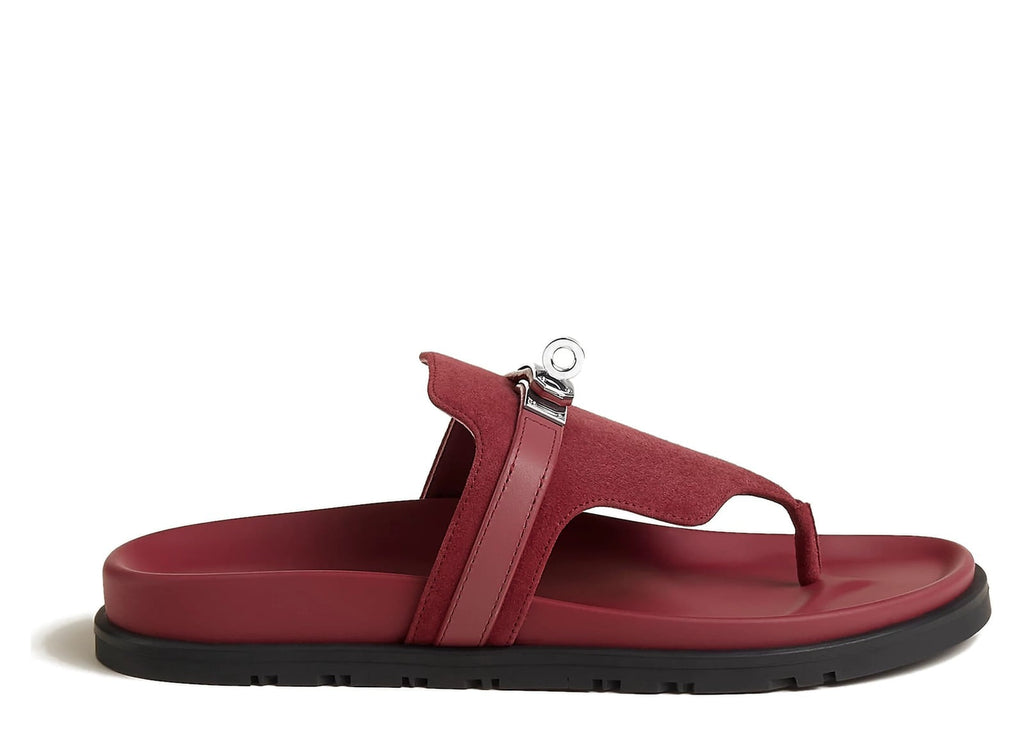 Hermes Empire Sandal Rose Lie De Vin Suede Goatskin And Calfskin