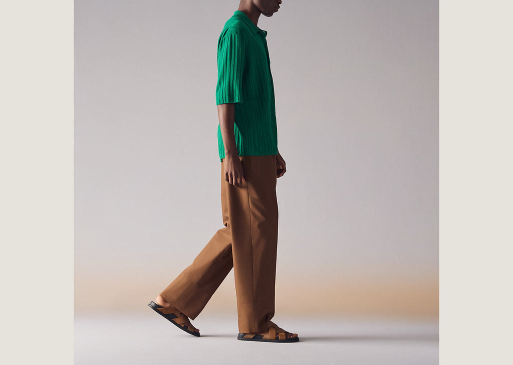 Hermes Kazimir Sandal Brun Fumé Calfskin And Suede Goatskin