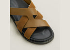 Hermes Kazimir Sandal Brun Fumé Calfskin And Suede Goatskin