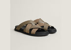 Hermes Kazimir Sandal Etoupe Calfskin And Suede Goatskin