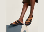 Hermes Kazimir Sandal Naturel Noir Woven Ribbon And Calfskin Leather
