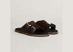 Hermes Naxos Sandal Marron Ebène Suede Calfskin Leather