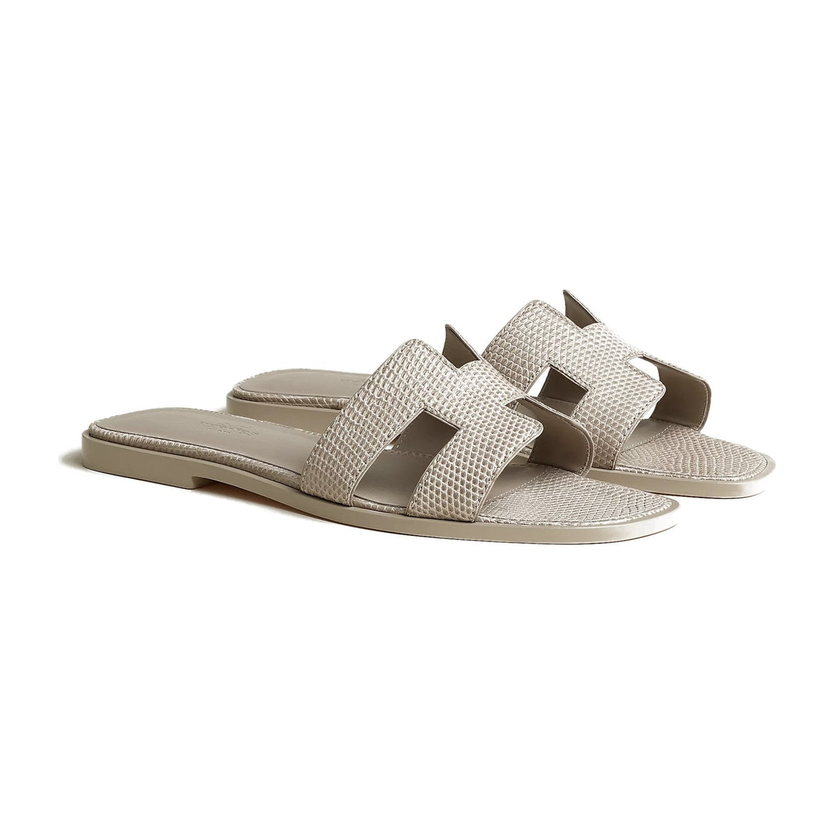 Hermes Oran Sandal Beige Galet Box Lizard Leather