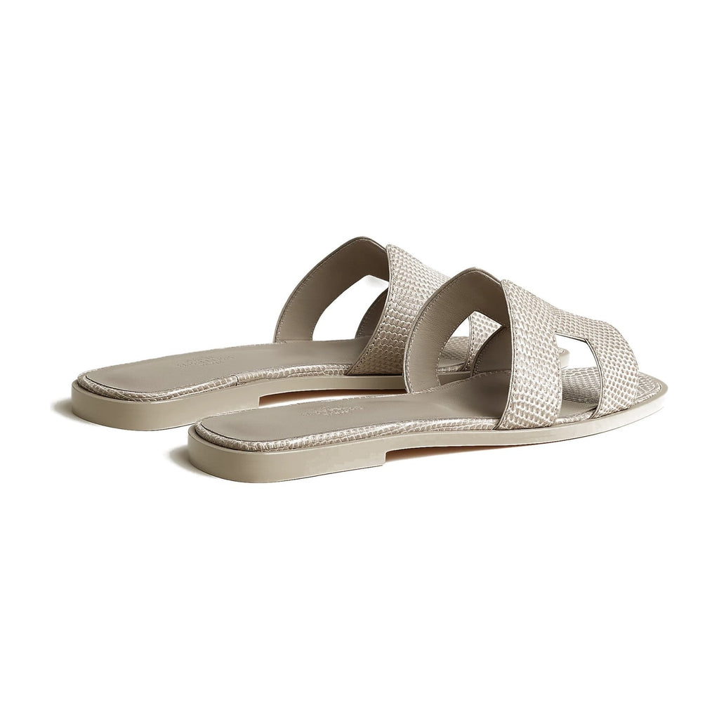 Hermes Oran Sandal Beige Galet Box Lizard Leather