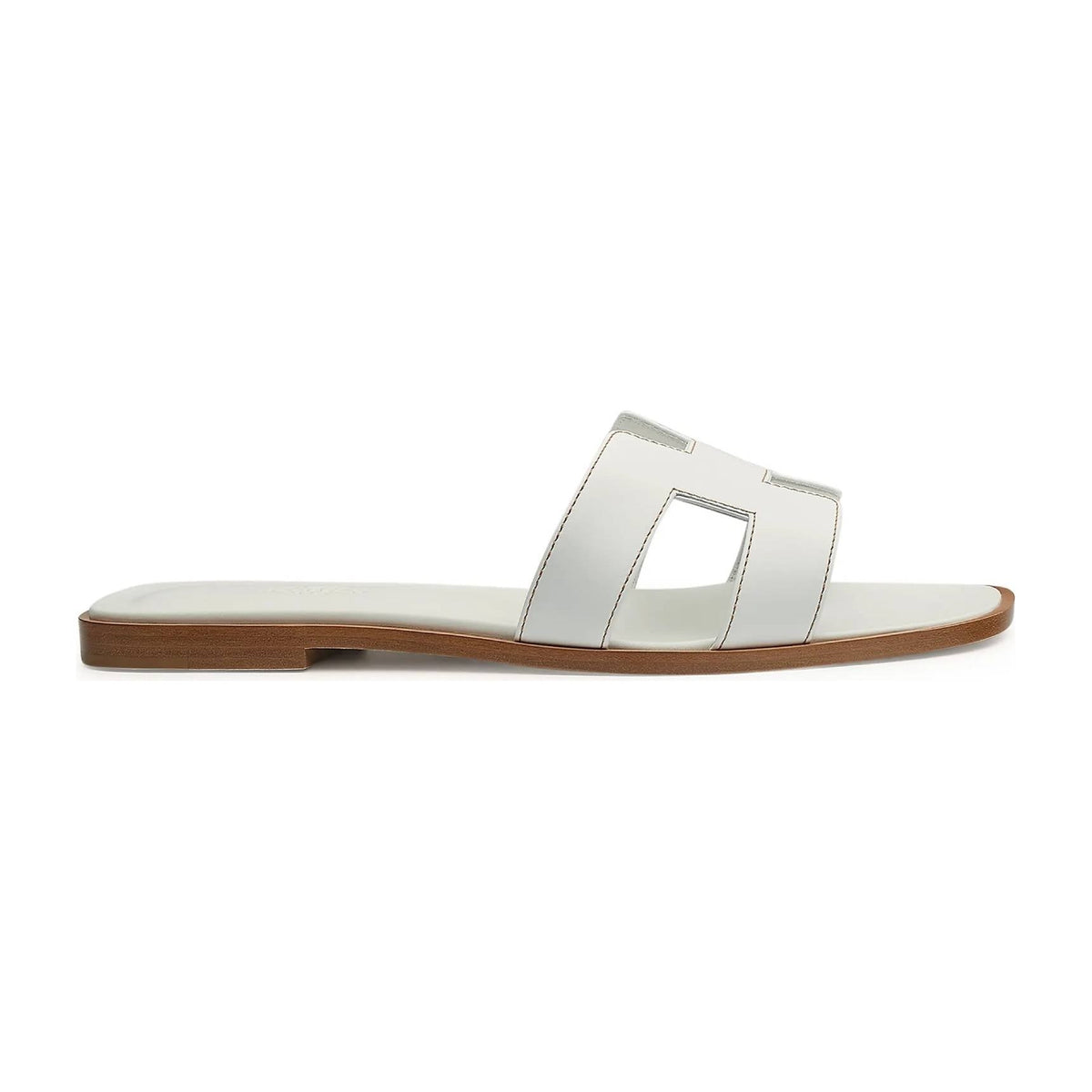 Hermes Oran Sandal Blanc Box Calfskin Leather