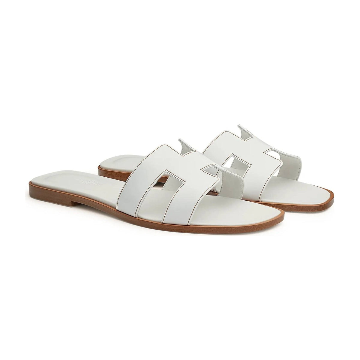Hermes Oran Sandal Blanc Box Calfskin Leather