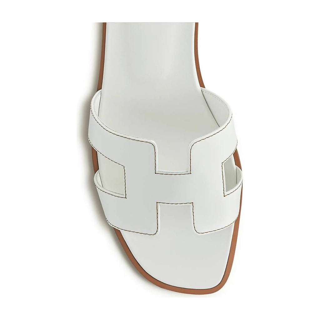 Hermes Oran Sandal Blanc Box Calfskin Leather