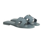 Hermes Oran Sandal Bleu Box Calfskin Leather