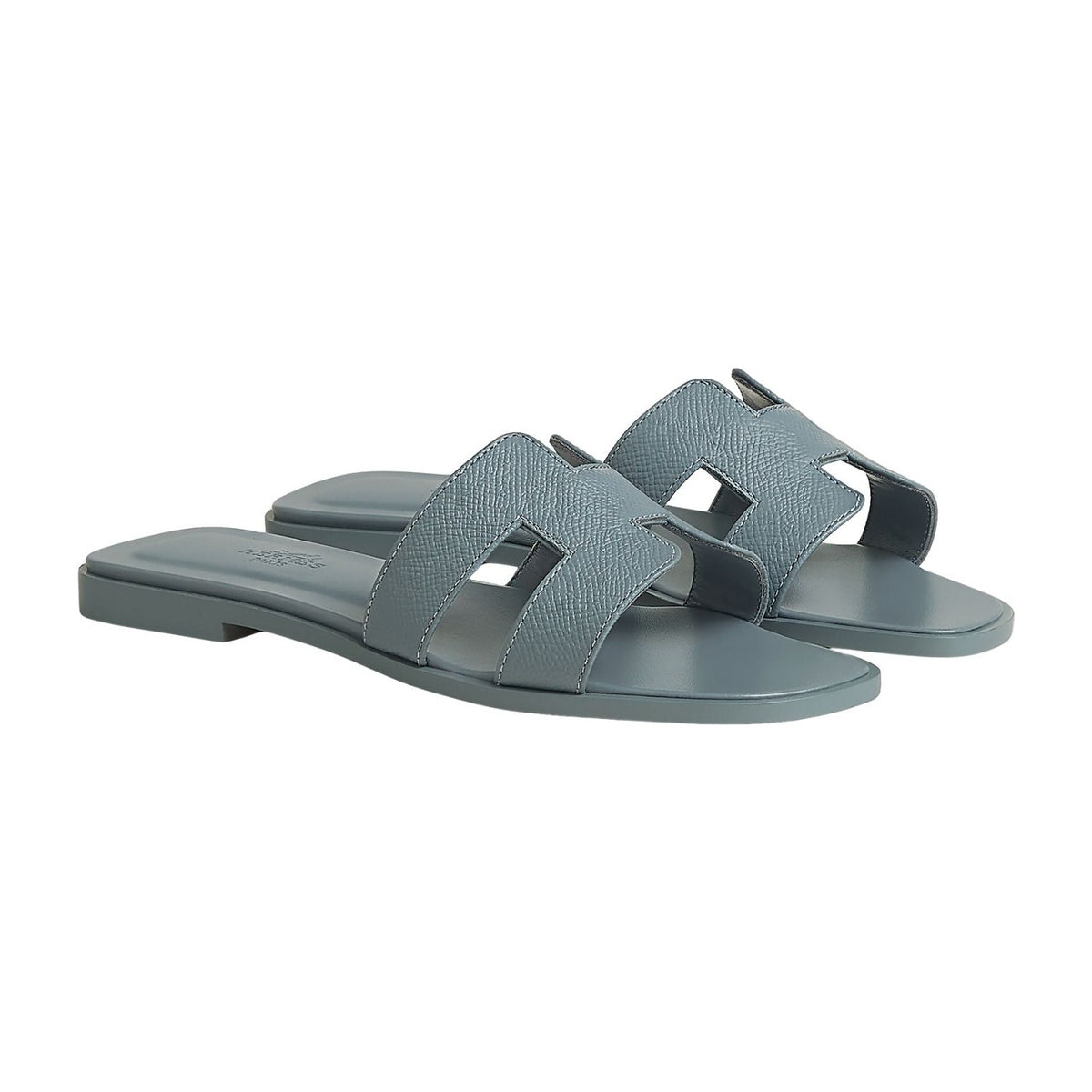 Hermes Oran Sandal Bleu Box Calfskin Leather