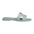 Hermes Oran Sandal Bleu Glacier Box Calfskin Leather