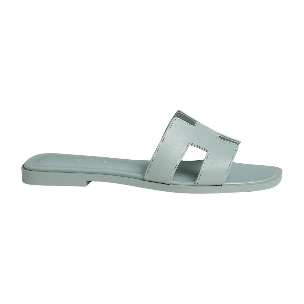 Hermes Oran Sandal Bleu Glacier Box Calfskin Leather