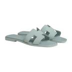 Hermes Oran Sandal Bleu Glacier Box Calfskin Leather
