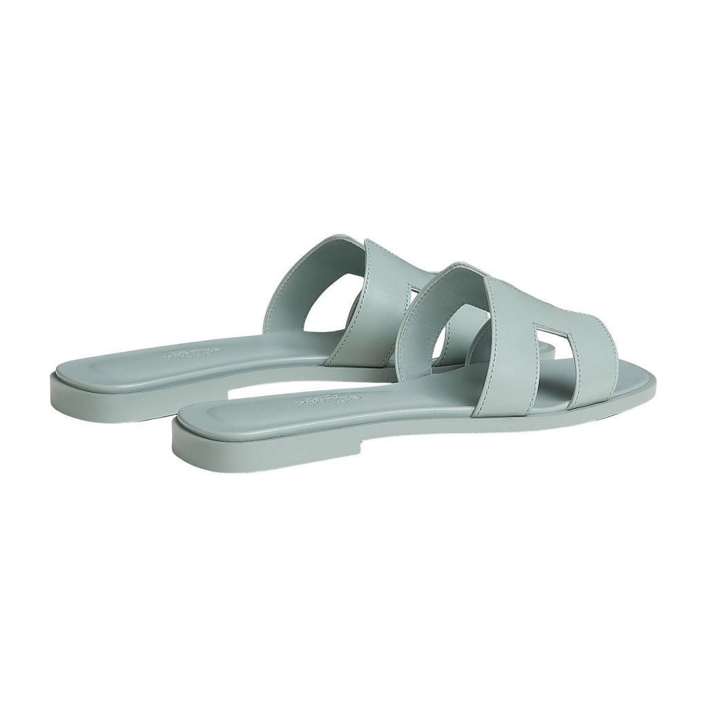 Hermes Oran Sandal Bleu Glacier Box Calfskin Leather