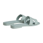 Hermes Oran Sandal Bleu Glacier Box Calfskin Leather