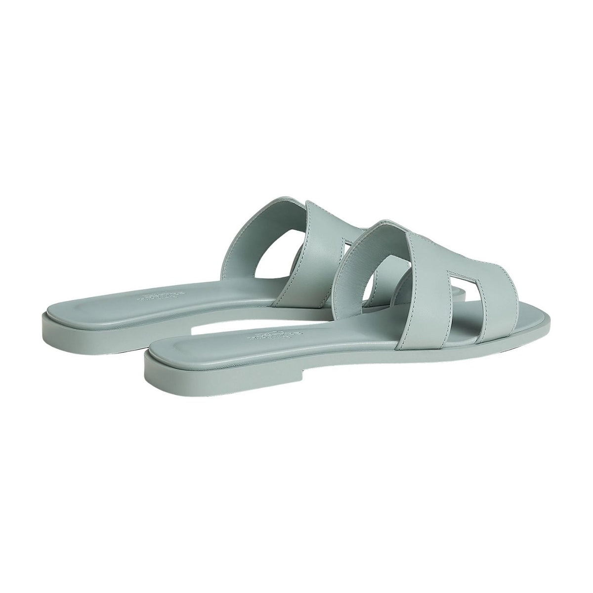 Hermes Oran Sandal Bleu Glacier Box Calfskin Leather