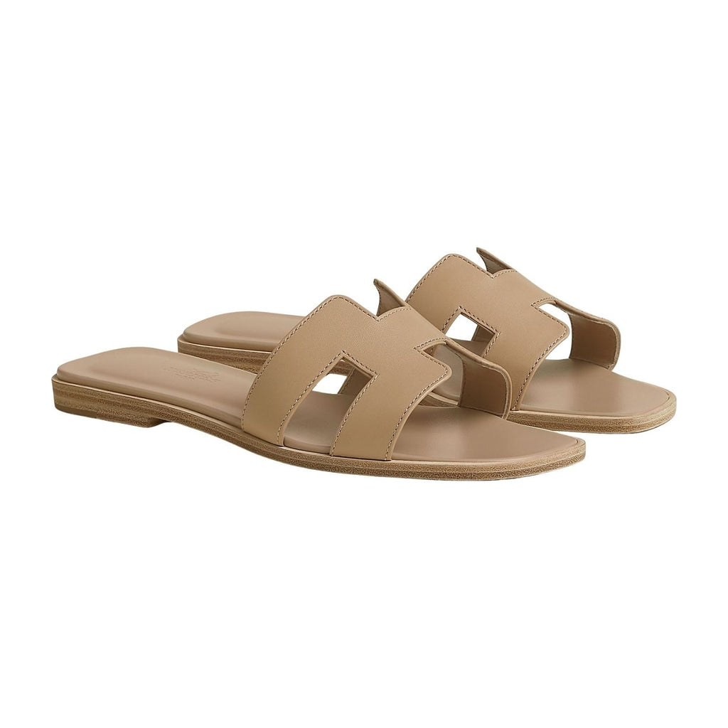 Hermes Oran Sandal Camel Box Calfskin Leather