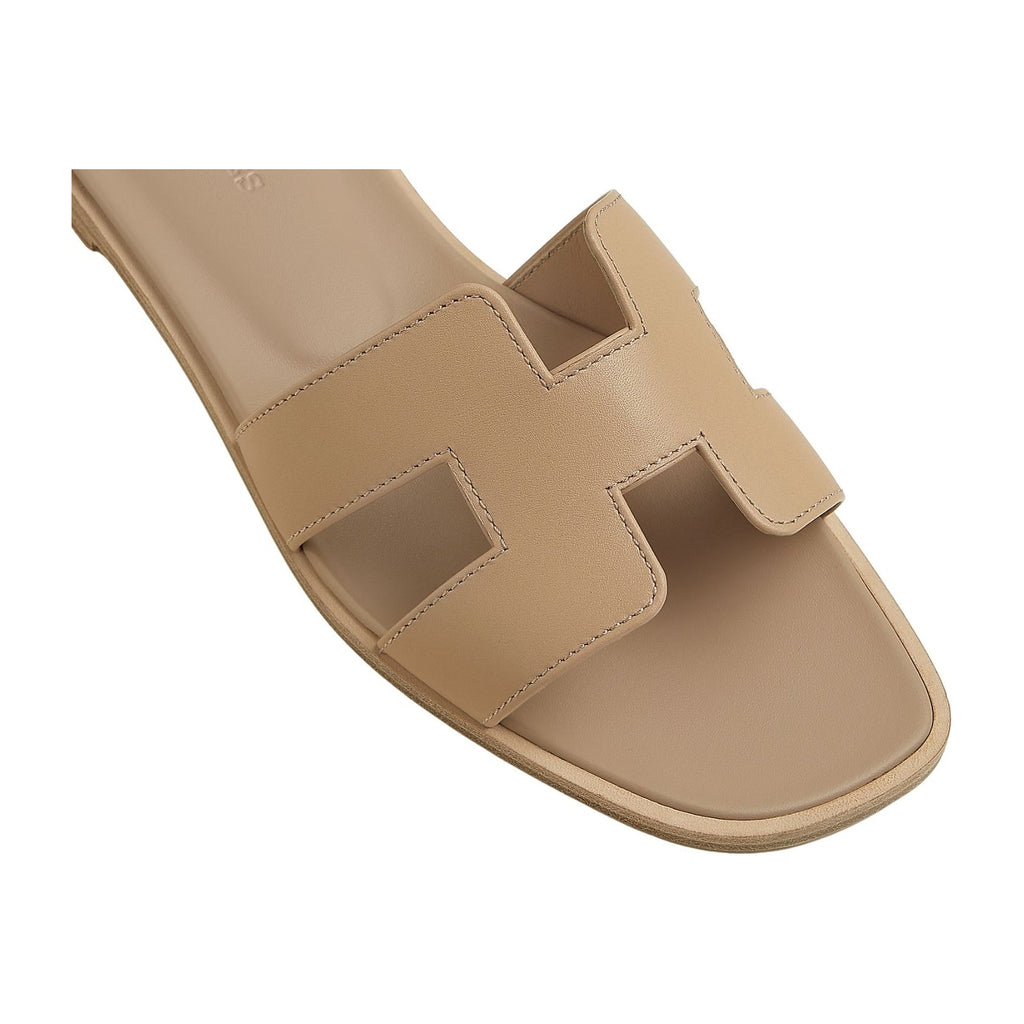 Hermes Oran Sandal Camel Box Calfskin Leather