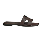 Hermes Oran Sandal Chocolat Box iguana Leather