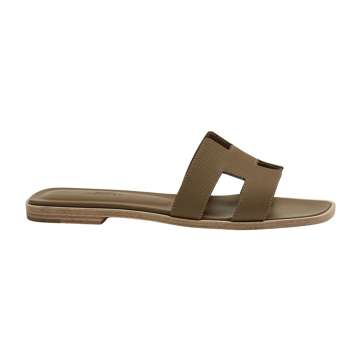 Hermes Oran Sandal Dark Etoupe Box Calfskin Leather