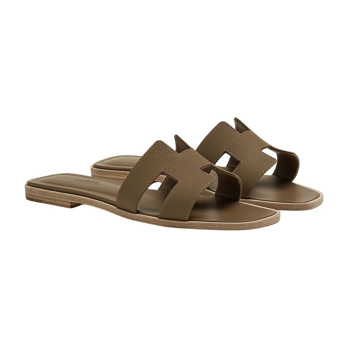 Hermes Oran Sandal Dark Etoupe Box Calfskin Leather