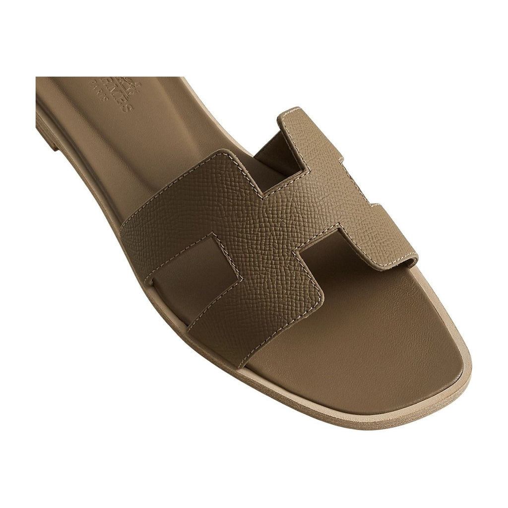 Hermes Oran Sandal Dark Etoupe Box Calfskin Leather