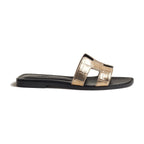 Hermes Oran Sandal Doré Foncé Box Alligator Leather
