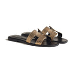 Hermes Oran Sandal Doré Foncé Box Alligator Leather