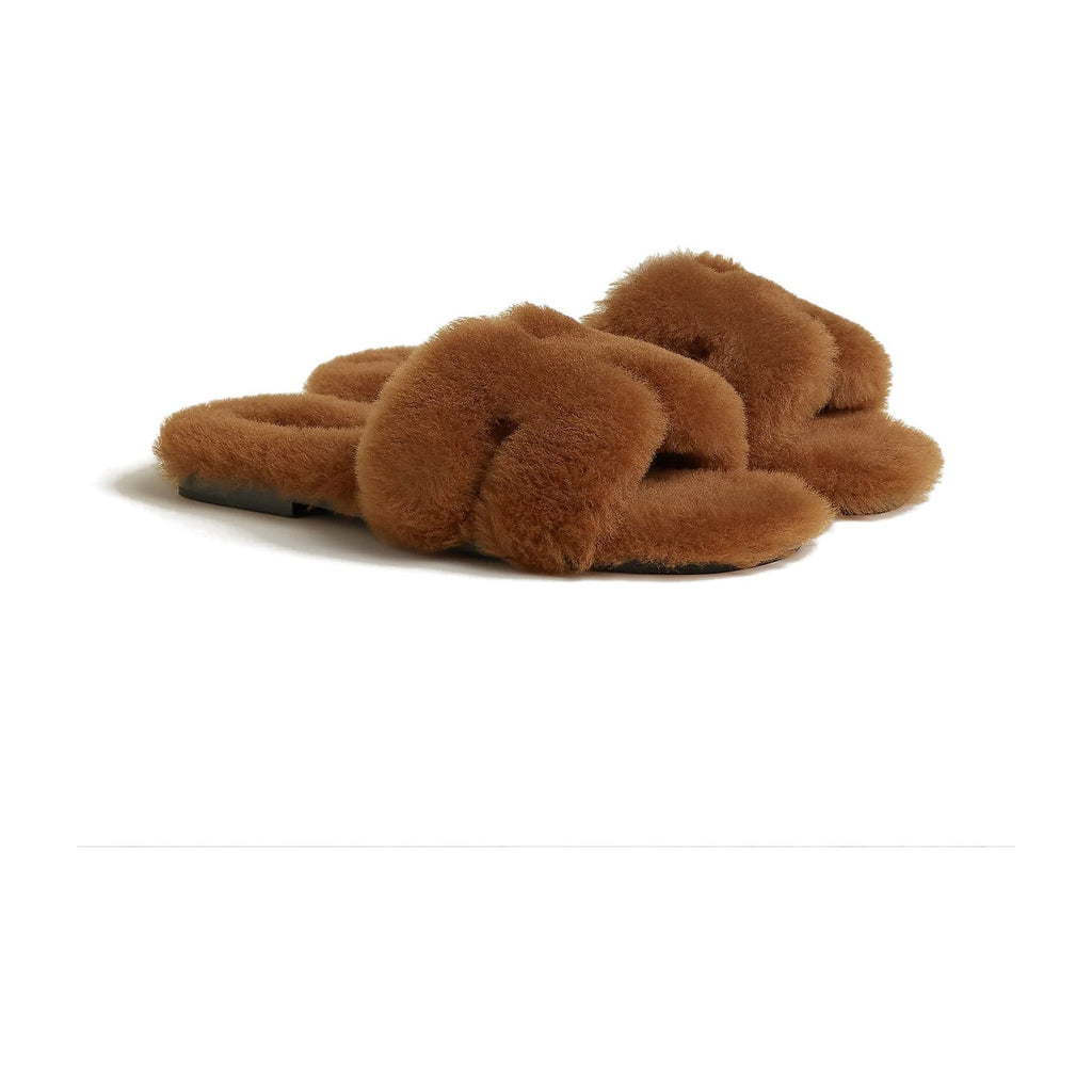 Hermes Oran Sandal Gold Box Shearling