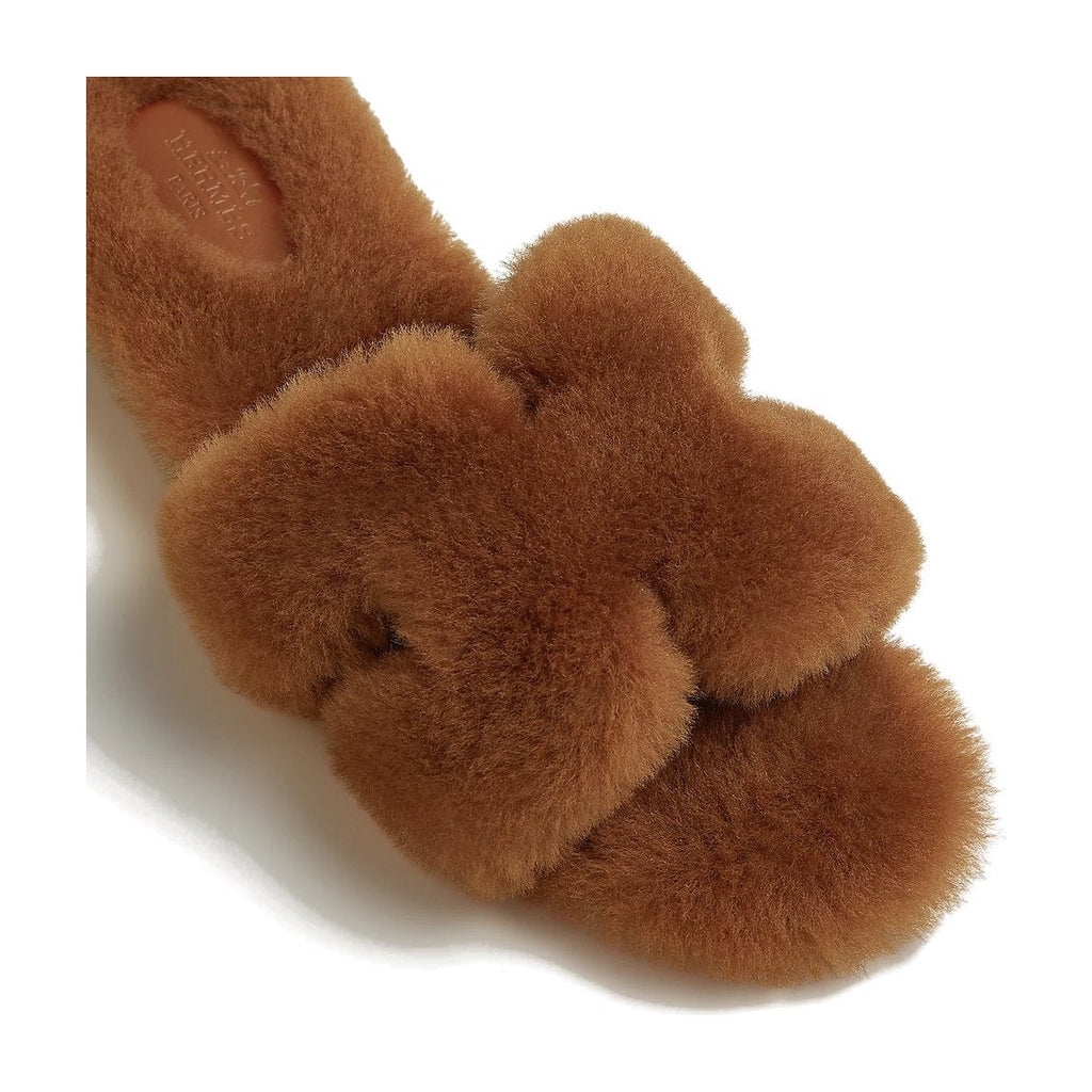 Hermes Oran Sandal Gold Box Shearling