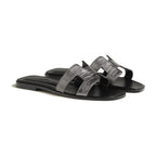 Hermes Oran Sandal Gris Argenté Box Alligator Leather