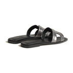 Hermes Oran Sandal Gris Argenté Box Alligator Leather