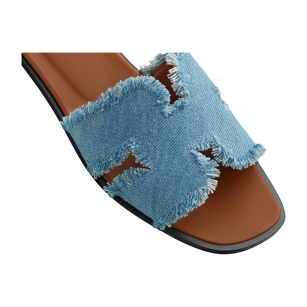 Hermes Oran Sandal Light Blue Box Denim
