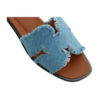 Hermes Oran Sandal Light Blue Box Denim