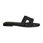 Hermes Oran Sandal Noir Box Suede Goatskin