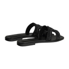 Hermes Oran Sandal Noir Box Suede Goatskin