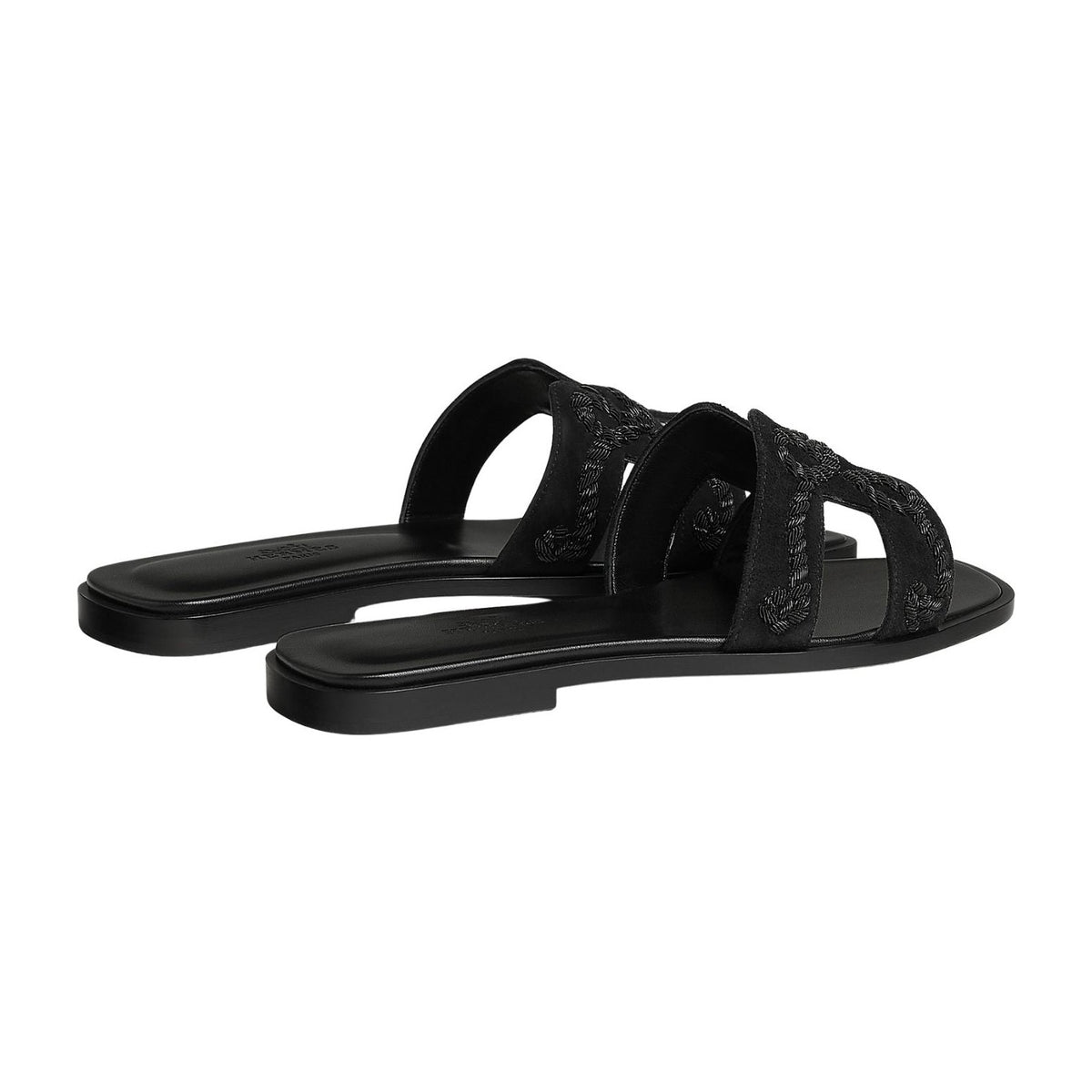 Hermes Oran Sandal Noir Box Suede Goatskin