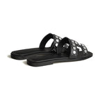 Hermes Oran Sandal Noir Box Suede Goatskin With Clou De Selle Studs
