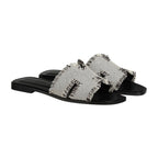 Hermes Oran Sandal Prunoir Box Fabric