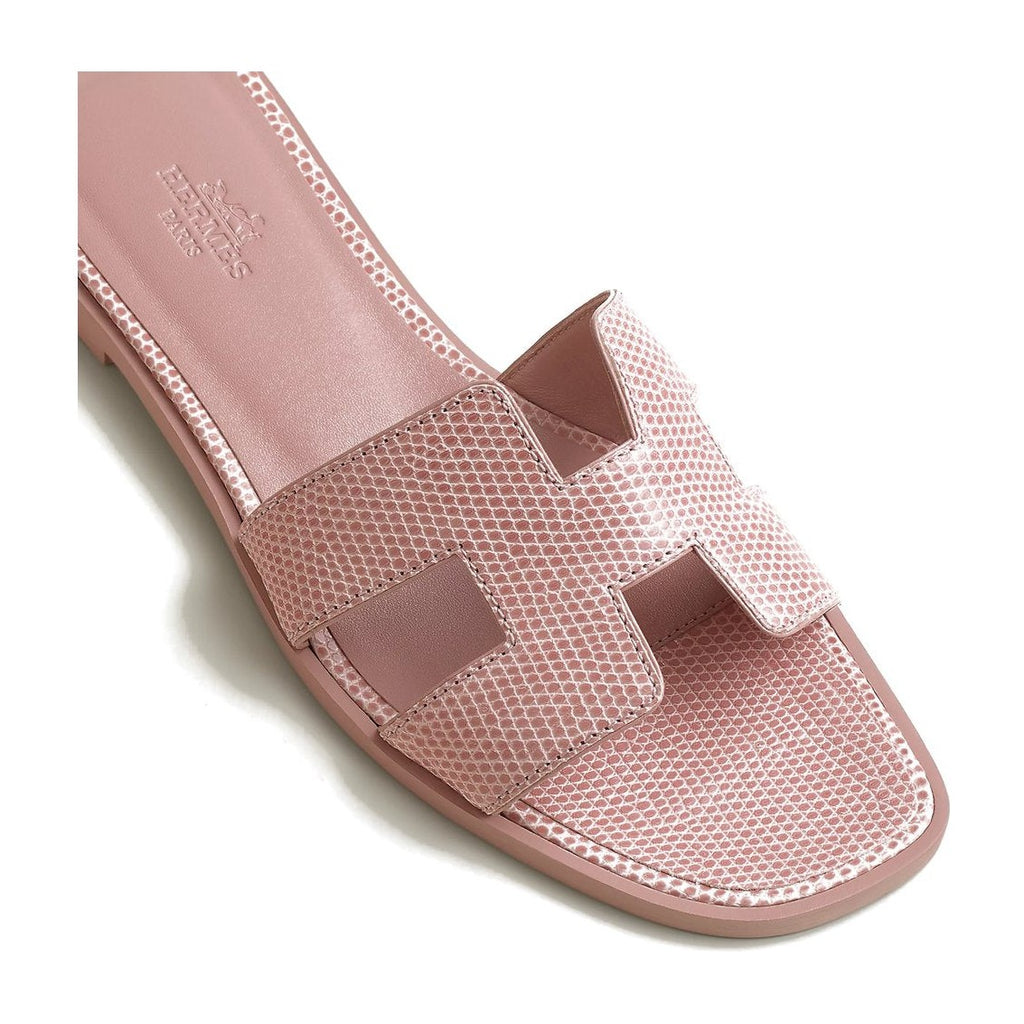 Hermes Oran Sandal Rose Aquarelle Box Lizard Leather