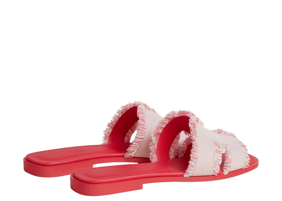 Hermes Oran Sandal Rose Grenade Box Fabric