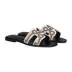 Hermes Oran Sandal Rose Palomino Box Suede Goatskin