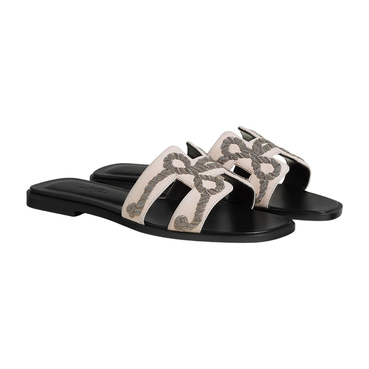Hermes Oran Sandal Rose Palomino Box Suede Goatskin