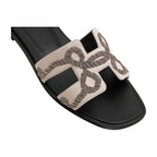Hermes Oran Sandal Rose Palomino Box Suede Goatskin