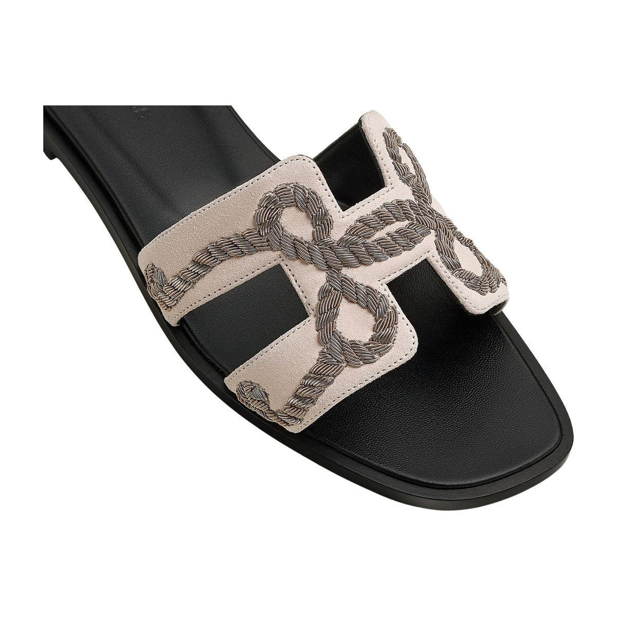 Hermes Oran Sandal Rose Palomino Box Suede Goatskin